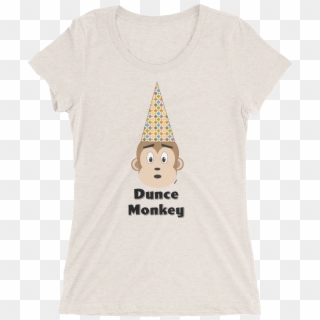 Women's Korean Dunce Monkey Fitted Short Sleeve T Shirt - Party Hat Clipart