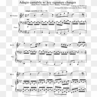 Adagio Cantabile For Clarinet And Piano, Key Signature - Natural Piano Sheet Music Imagine Dragons Clipart