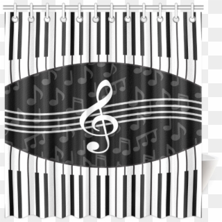 Stylish Music Piano Keys And Treble Clef Shower Curtain - Bandana Piano Clipart