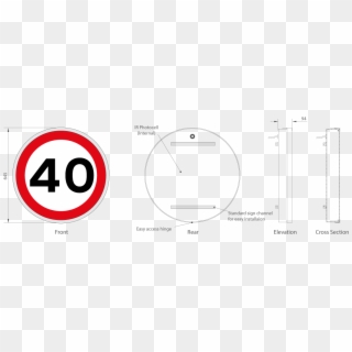 600mm Dimensions - 40 Mph Sign Clipart