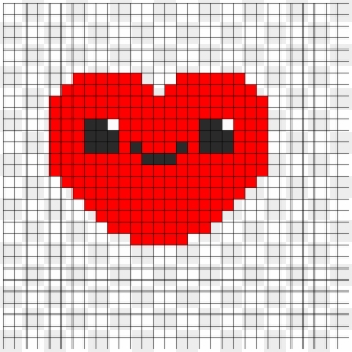 Cute Kawaii Heart Perler Bead Pattern / Bead Sprite - Cute Pixel Art Grid Clipart