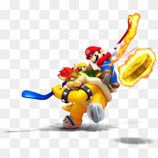 Bowser And Mario Playing Ice Hockey - Mario Sports Mix Clipart