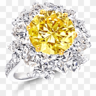 A Graff Ring Featuring A Fancy Vivid Yellow Round Diamond - Pre-engagement Ring Clipart