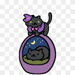 Hermeowne And Smokey With The Nightview Egg Bed - Neko Atsume Cat Beds Clipart