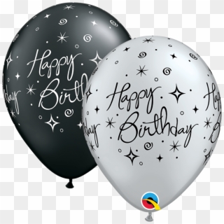 Birthday Elegant Sparkles & Swirls 37497 - Silver And Black Balloon Clipart