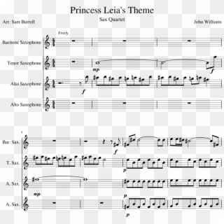 Princess Leia's Theme Sheet Music Composed By John - Pure Imagination Tenor Sax Sheet Music Clipart