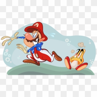 “american Mario Runs From A Yellow Goomba” - Cartoon Clipart