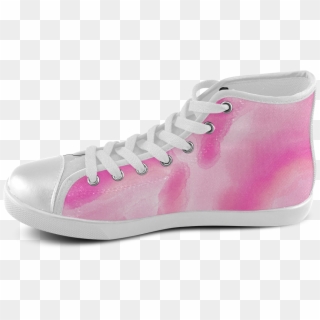 Pink Watercolor Abstract Art Women's High Top Canvas - G Eazy Custom Shoes Clipart