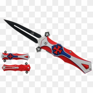 Falcon 8" Spring Assisted Iron Cross Knife Blue - Hunting Knife Clipart