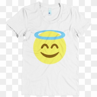 Angel Emoji T-shirt ﻿a Face With A Halo Above - Smiley Clipart