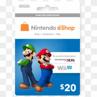 $20 Nintendo Eshop For Wii U - Nintendo Eshop Gift Card Clipart