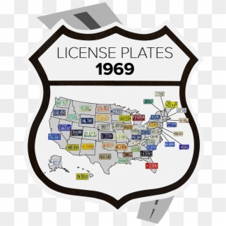 1969 License Plate Map - Route 66 Sign Clipart