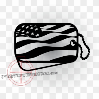 Waving American Flag Dogtag - Decal Clipart