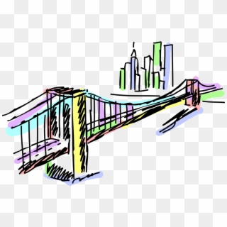 Vector Illustration Of Brooklyn Bridge Cable Suspension Clipart