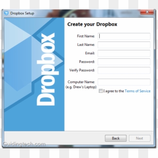 Dropbox Signup On Desktop - Dropbox Sign Up Clipart
