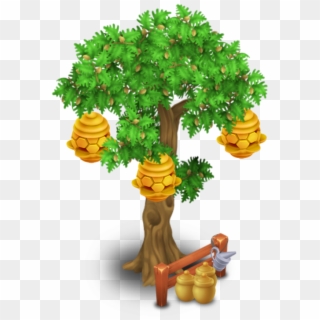 Beehive Tree - Tree With A Beehive Clipart