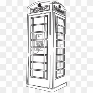 Black And White London Phone Booth - Drawing Of Telephone Box Clipart