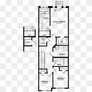 0005 0000 Residence 3 A Second Floor With Elevator - Floor Plan Clipart