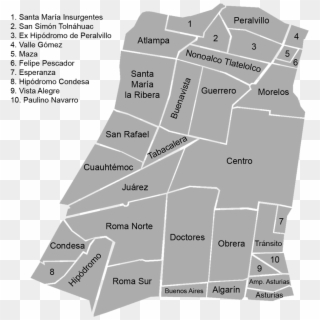 Neighborhood Map Delegación Cuauhtémoc - Cdmx Neighborhoods Clipart