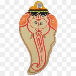 Wooden Ganesh Face Coin Holder - Cartoon Clipart