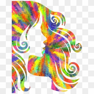 Medium Image - Silhouette With Rainbow Hair Clipart
