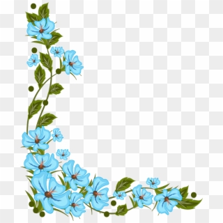 Flowers, Painting Illoustrator, Png File - Blue Flowers Border Png Clipart
