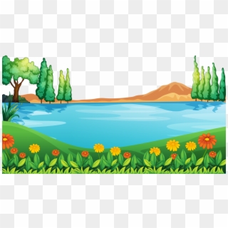 Farmhouse Clipart Scenery - Frogs In Pond Cartoon - Png Download