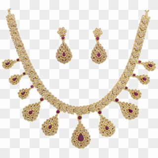 Contemporary Diamond And Stones Encrusted Gold Necklace - Кок Ту Clipart