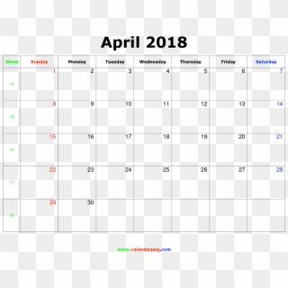 April 2018 Calendar Png Landscape - Printable November 2018 Calendar With Holidays Clipart