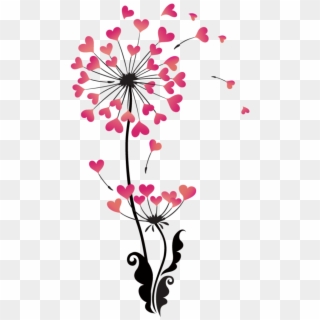 Flower Pattern Png - Heart Dandelion Svg Clipart