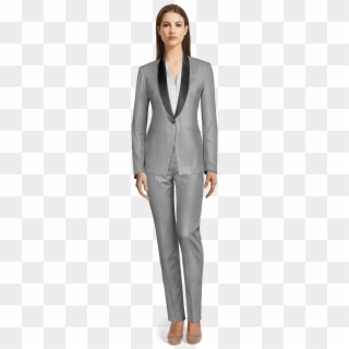 Grey Polyester Tuxedo - Tailleur Pantalone Donna Nero Clipart