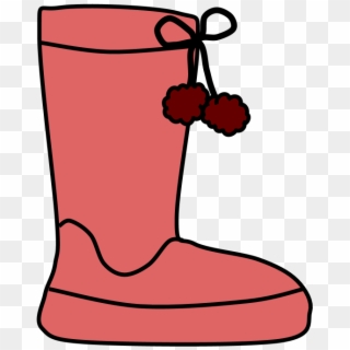 Boots, Pom-poms, Snow, Rain, Pink, Red - Snow Boot Clipart