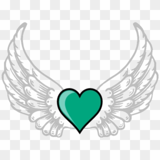 Mq Green Heart Hearts Wings Wing - Angel Wings Clipart