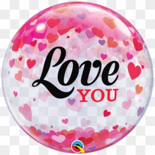 22" Love You Confetti Hearts Bubble Balloon - 54604 Qualatex Clipart