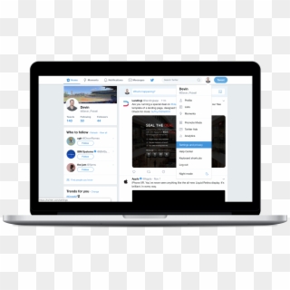 Twitter Settings And Privacy Desktop - Personal Computer Clipart
