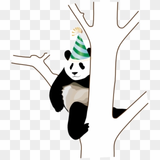 Panda On Tree Clipart - Png Download