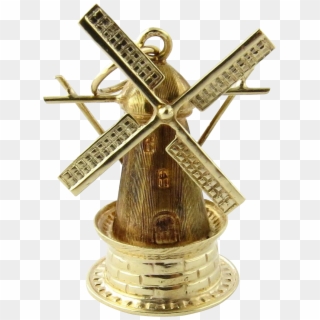 14k Yellow Gold Movable Windmill Charm With Beautiful - Cross Clipart