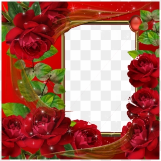 Red Flower Frame Png Pic - Red Roses Photo Frames Clipart