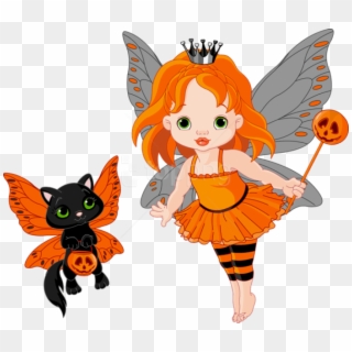 Free Png Download Transparent Halloween Fairy And Cat - Halloween Fairy Clipart