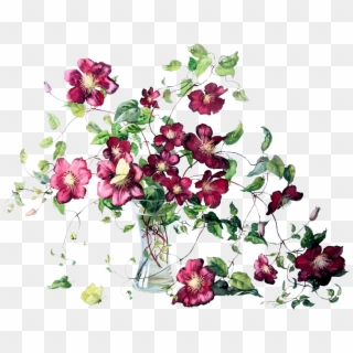 Clematis-vase - Watercolor Painting Clipart