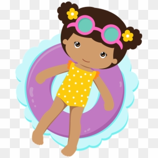 Girl Clipart Pool - Menina Na Boia Pool Party - Png Download