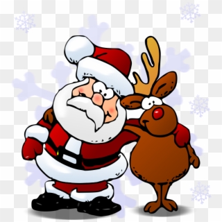 Rudolph Free Clipart - Santa And Rudolph Cartoon - Png Download