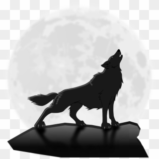 Crescent Moon Black - Howling Wolf Transparent Clipart
