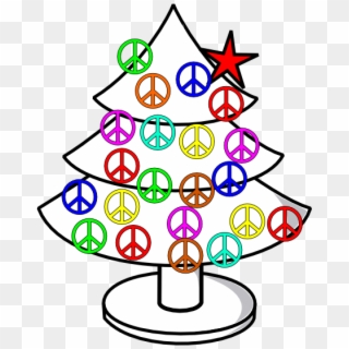 Tree Xmas Christmas Peace Symbol Sign Line Art 555px - Peace Symbols Clipart
