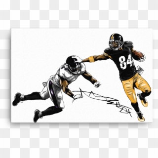 Boomin Past Defense Antonio Brown Steelers Canvas - Player Clipart