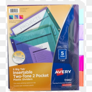 Avery Two Tone Big Tab Plastic Double Pocket Insertable - Binder Divider With Pockets Clipart