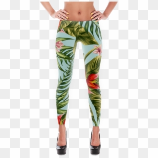 Tropical Floral Pattern Print Leggings - Trousers Clipart