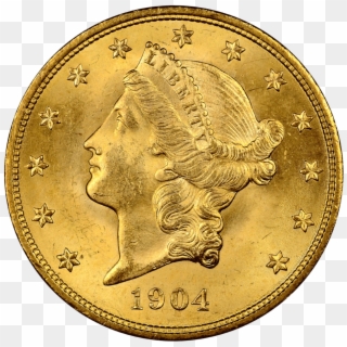 $20 Double Eagle Liberty Gold Coin - Twenty Dollars Gold Coin 1904 Clipart