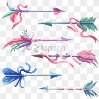Free Png Download Blue Watercolor Arrow Png Images - Watercolor Arrows With Feathers Clipart