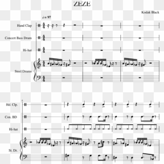 Zeze - Kodak Black - Virus Beethoven Bass Sheet Clipart